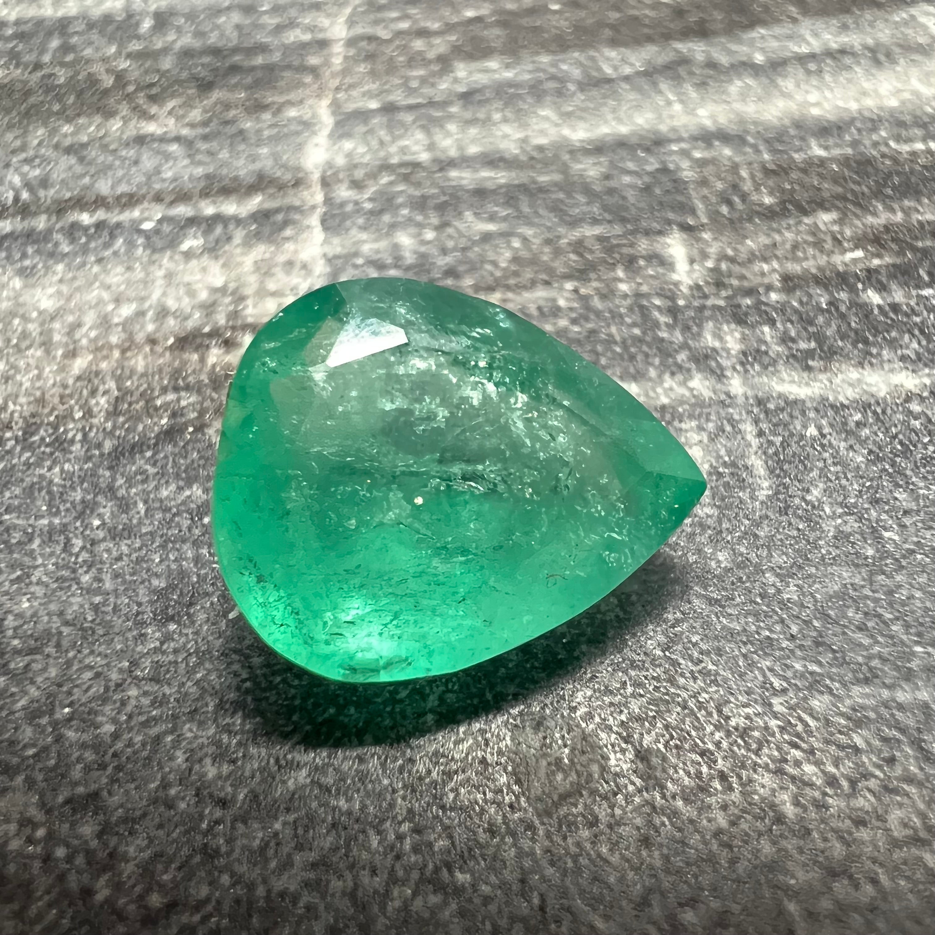 6.14CT Natural Colombian Emerald Loose Pear Cut 14x11