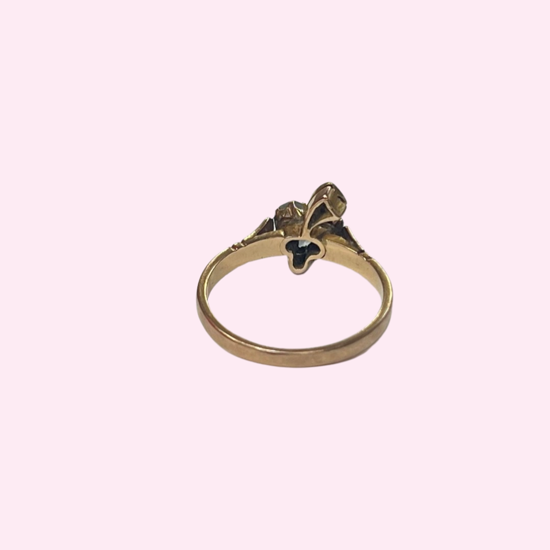 14K 3 Leaf Clover  Shamrock Yellow Gold Ring Size 8