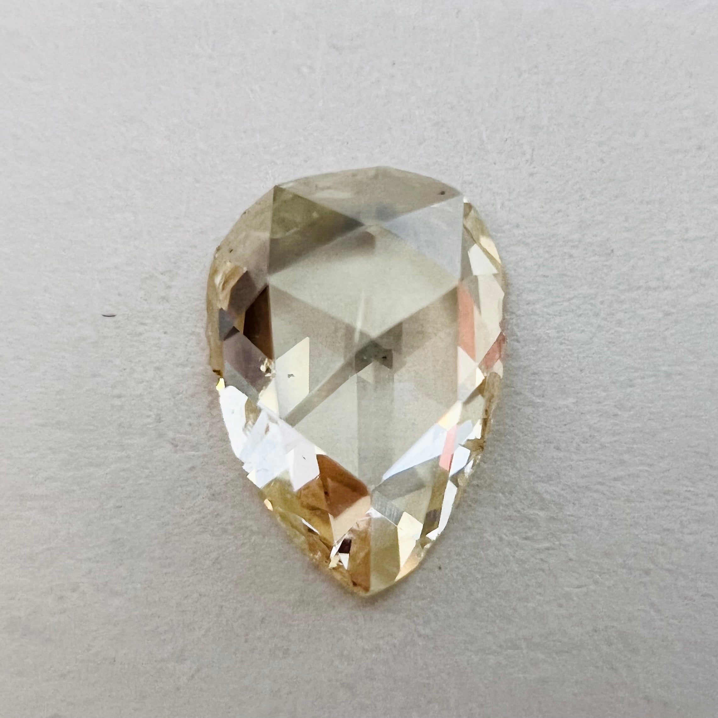 .51CT Rose Cut Pear Diamond Light Yellow VS2 5.77x4.87x2.14mm Natural Earth mined