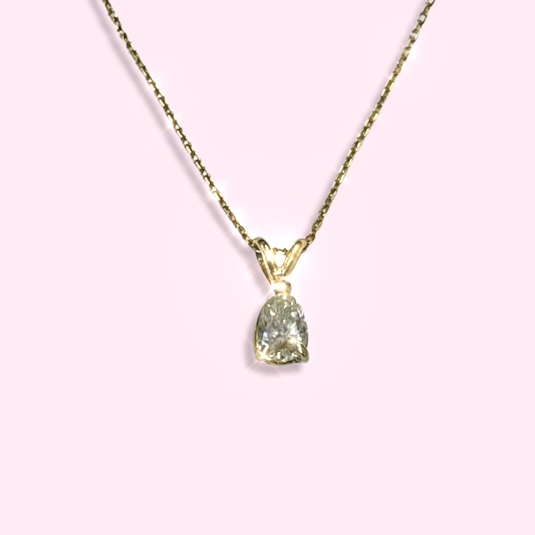 .59CT Natural Pear Diamond 14K Yellow Gold Pendant