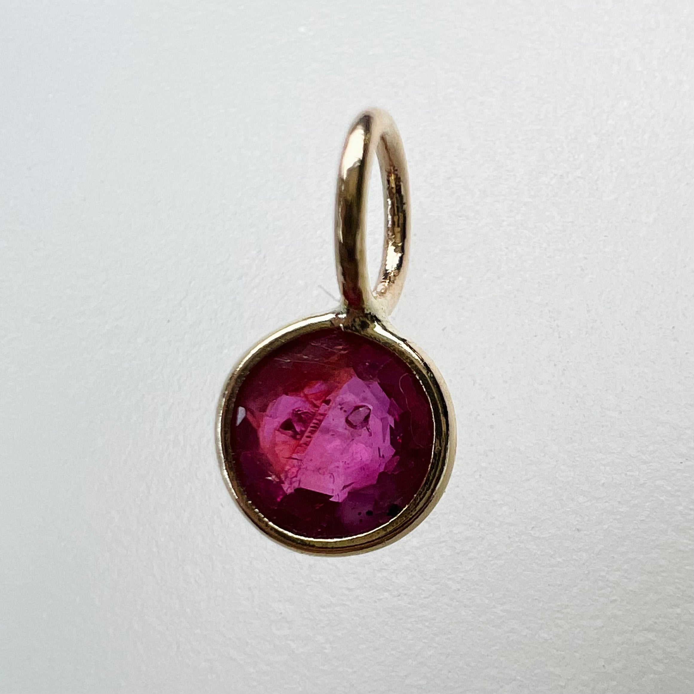 .51CT Natural Round Ruby 14K Yellow Gold Pendant Charm 9.5x5mm