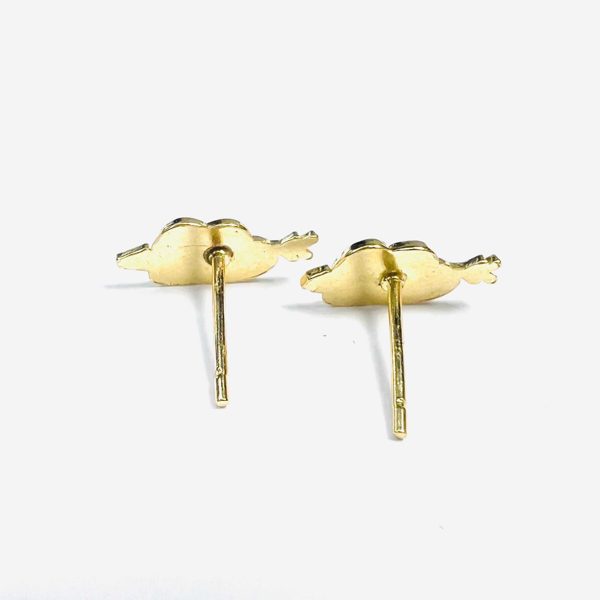 14K Yellow Gold Cupid Heart Pushback Earring Studs 10x5mm