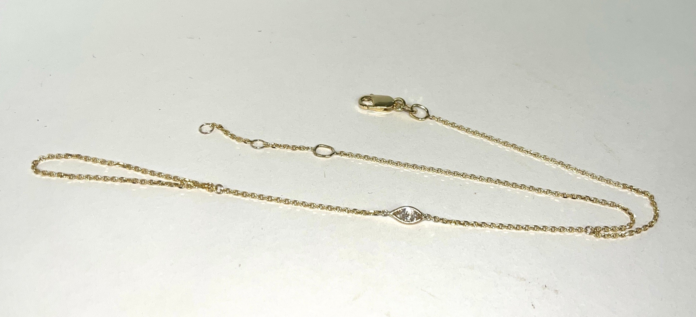 Marquise Diamond Hand Chain in Solid 14K Yellow Gold