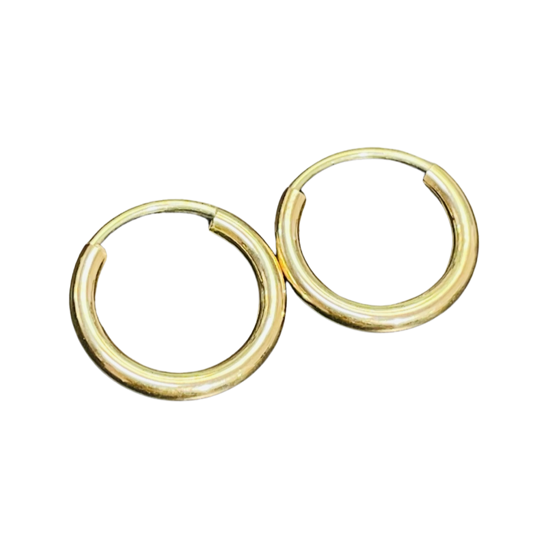 .70” 2mm 14K Yellow Gold Endless Hoops