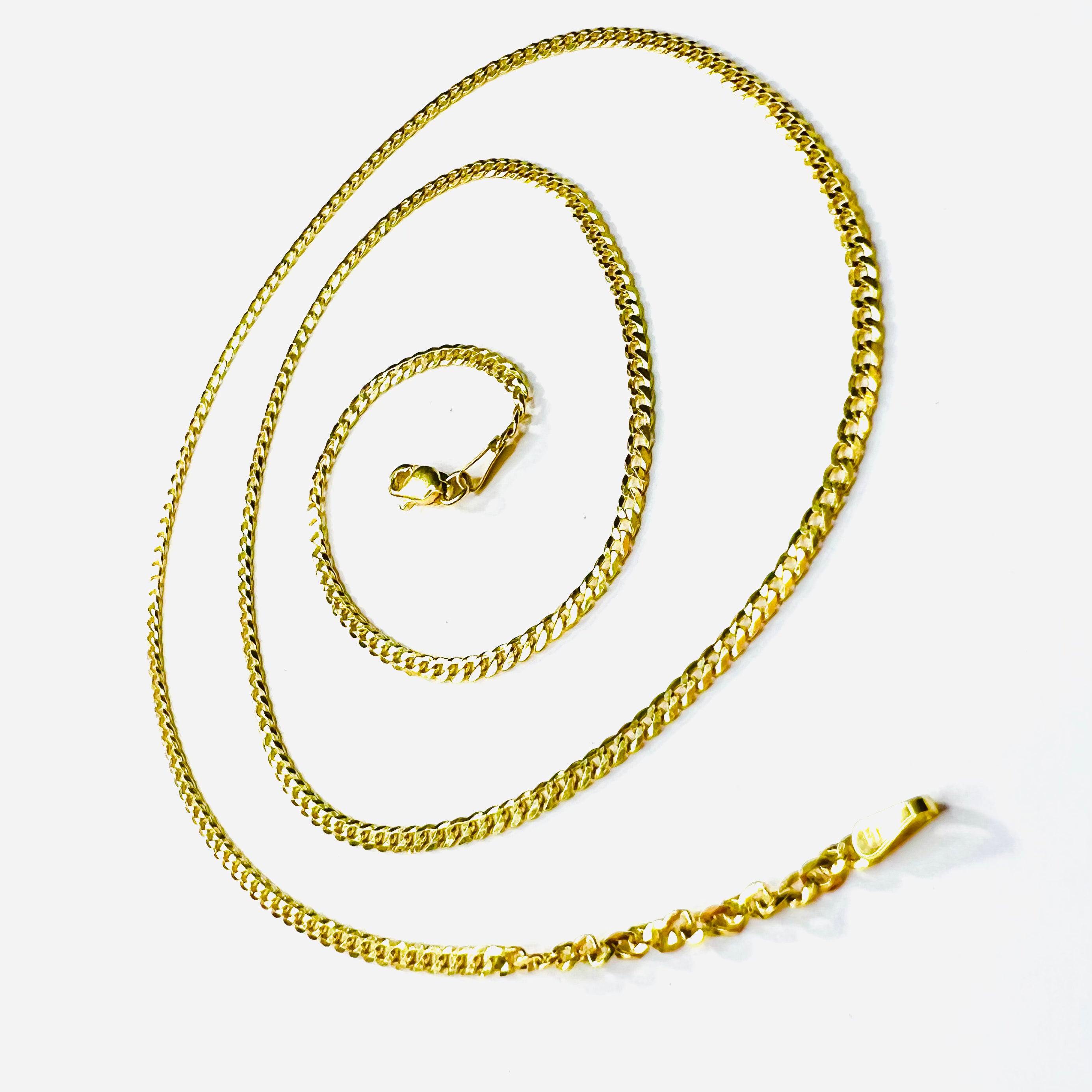 20" 2mm 14K Yellow Gold Cuban Link Chain Necklace