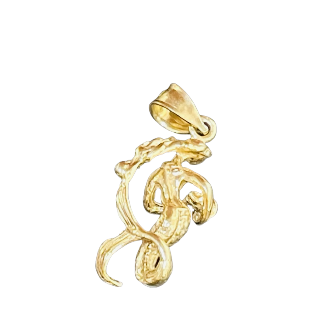 Pisces Mermaid Horoscope 14K Gold Charm Pendant