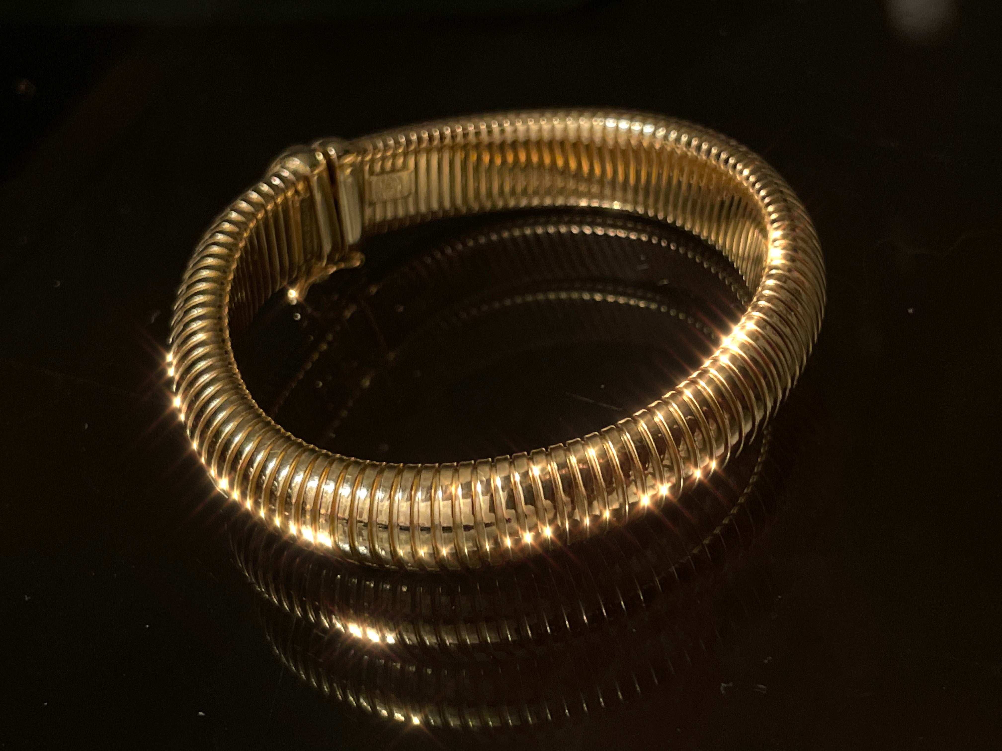 14K Yellow Gold 11mm  7” Tubogas Bracelet