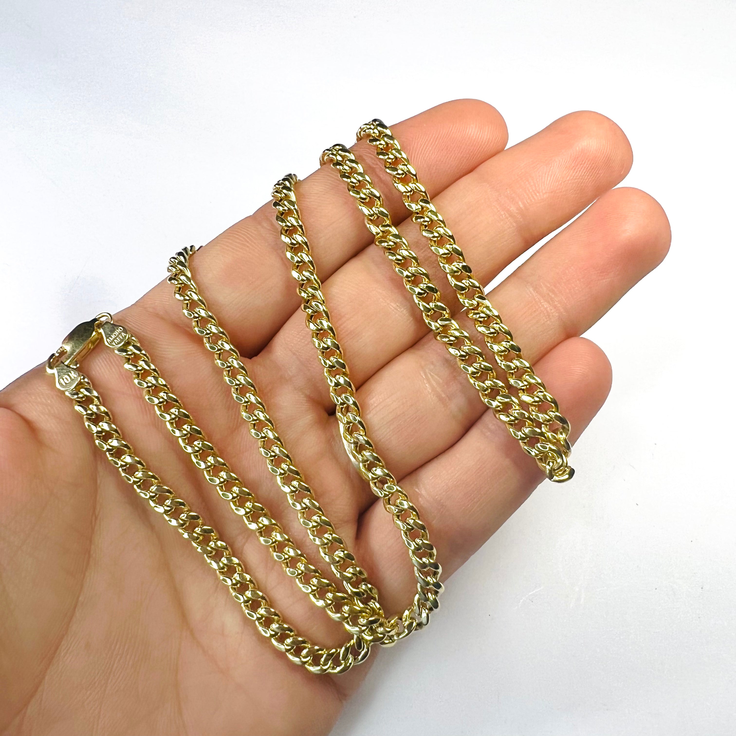 22" 4mm 10K Yellow Gold Curb Chain Necklace