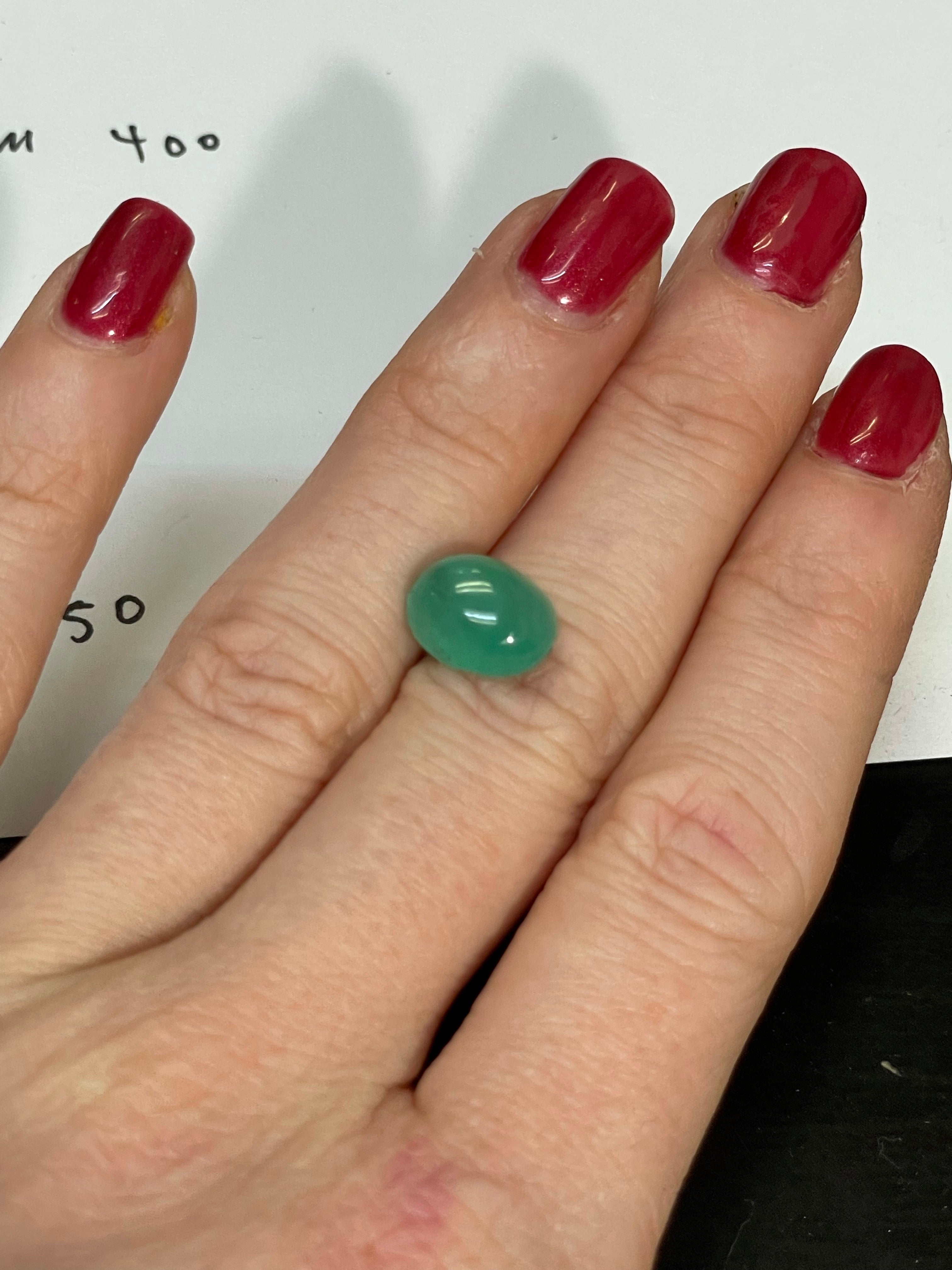 3.32CT Natural Emerald Loose Oval Cabochon 11x9mm