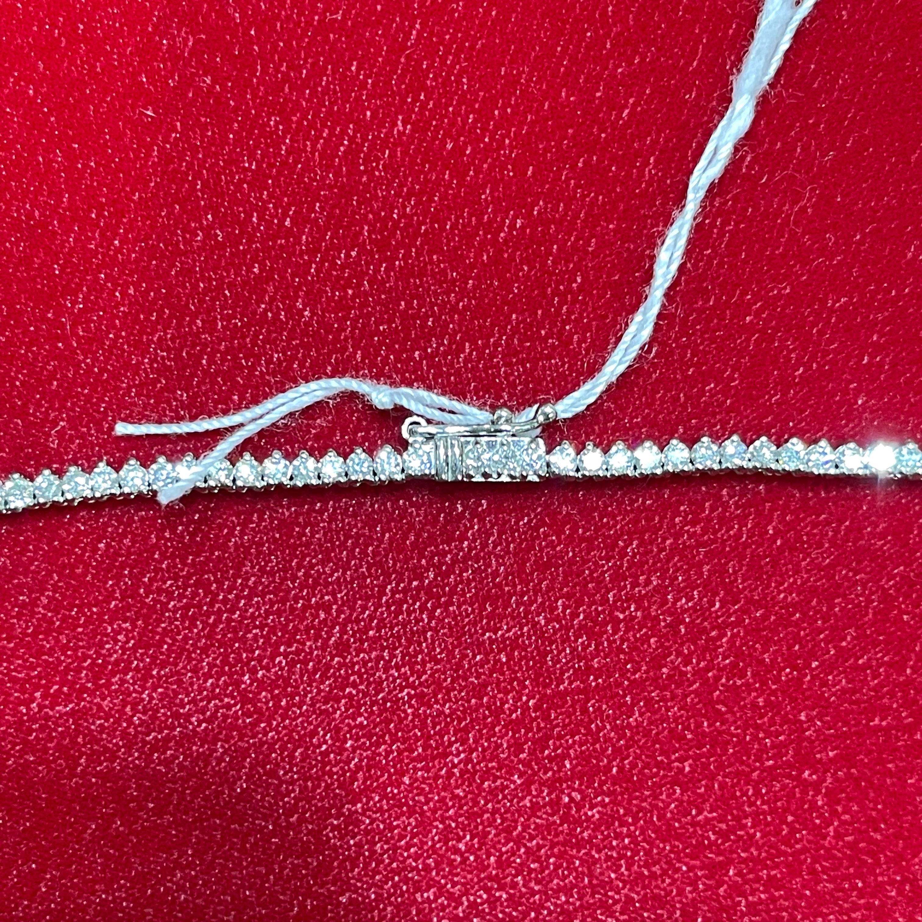 5CT Tennis Riviera Necklace 14k White Gold 16” long