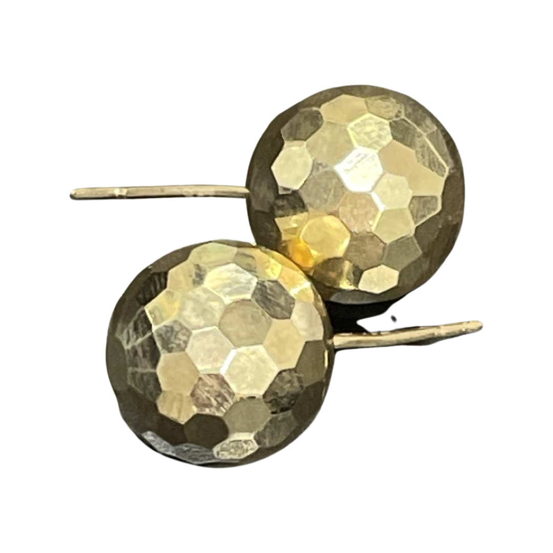 10K Yellow Gold 12mm Faceted Ball Stud Earrings