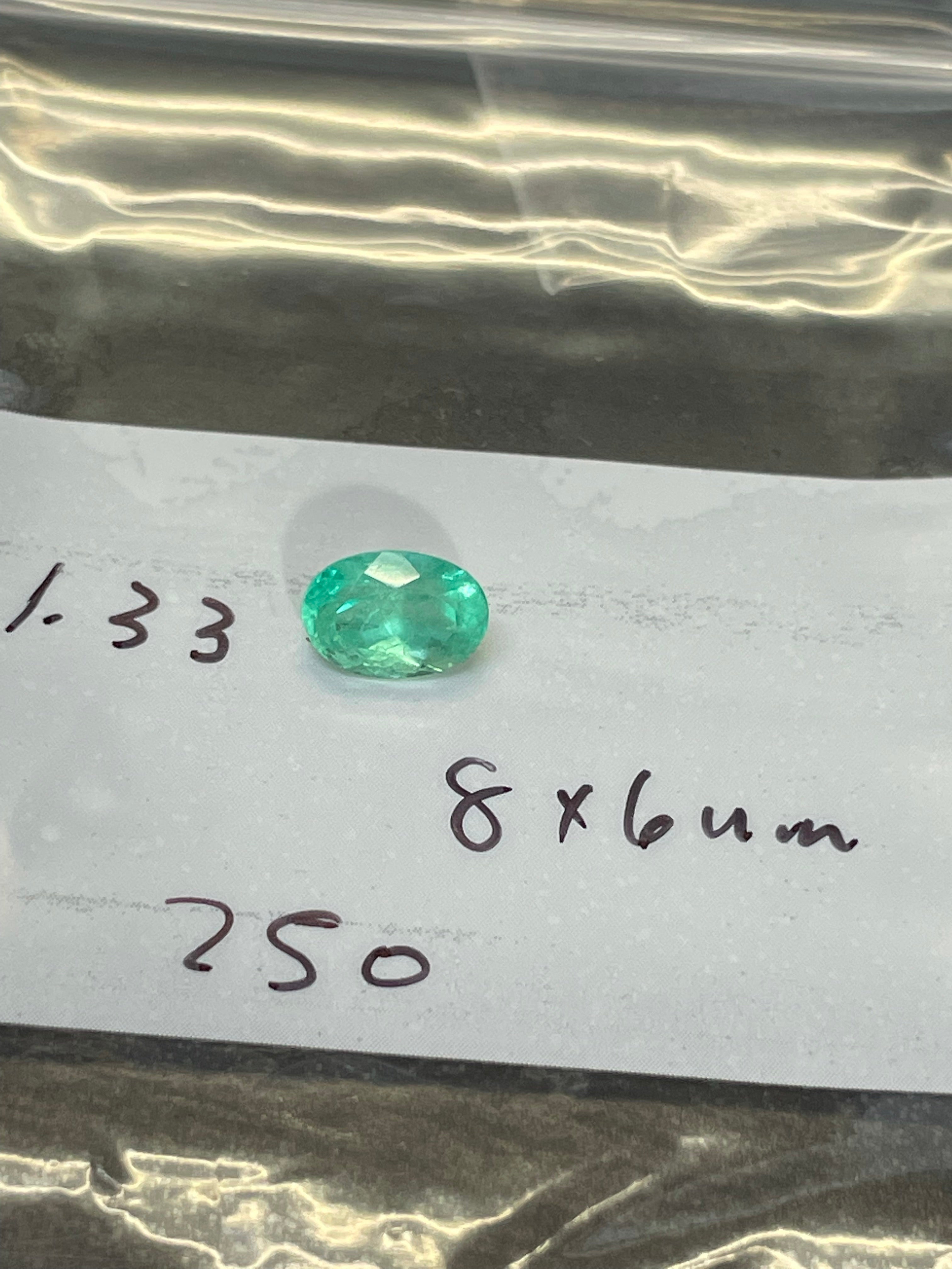 1.33CT Colombian Emerald Loose Oval Cut 8x6mm