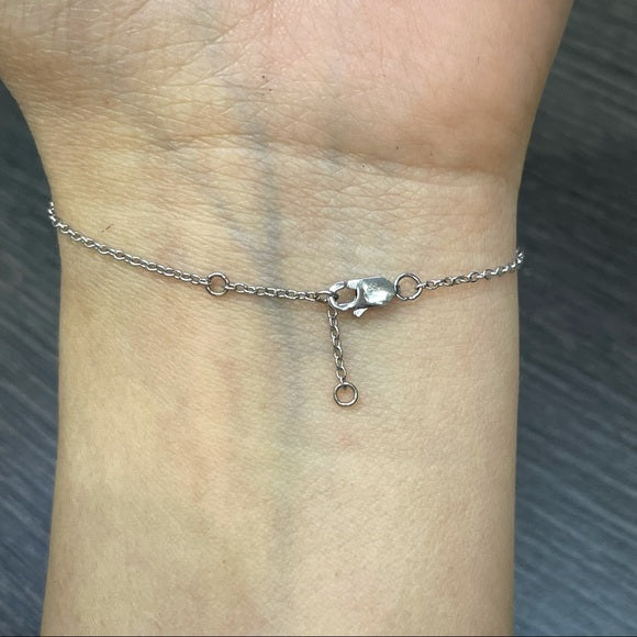 CZ Hand Chain Bracelet in solid 14k White Gold 5mm