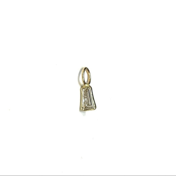 .35CT Tapered Step Cut Diamond Pendant Charm in solid 14k Yellow Gold