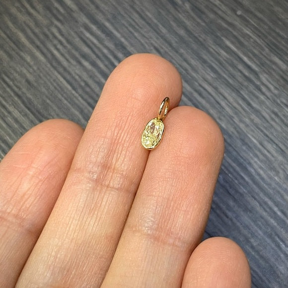 .35CT Oval Yellow diamond Pendant Charm in 14k Yellow Gold