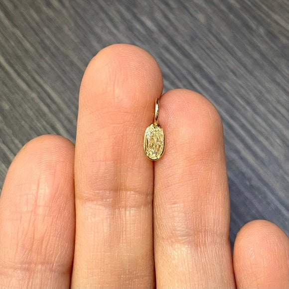 .35CT Oval Yellow diamond Pendant Charm in 14k Yellow Gold
