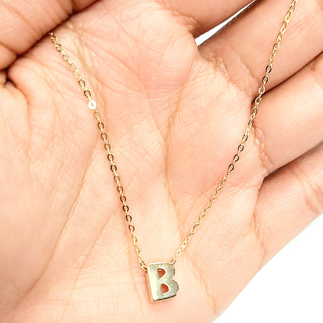 14K Yellow Gold Initial B Pendant Necklace