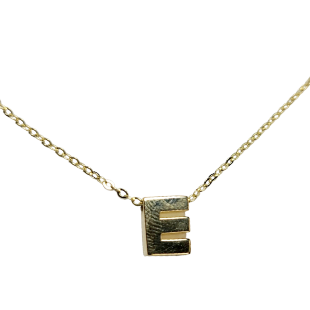 14K Yellow Gold Initial E Pendant Necklace