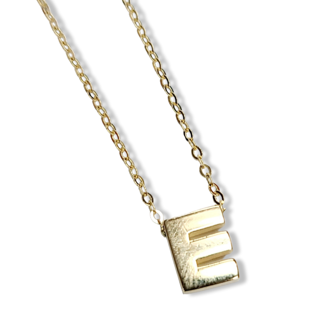 14K Yellow Gold Initial E Pendant Necklace