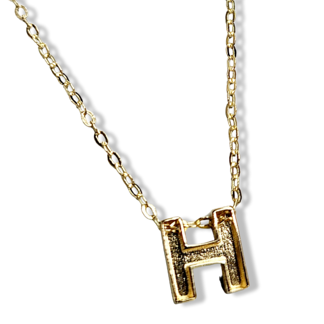 14K Yellow Gold Initial H Pendant Necklace