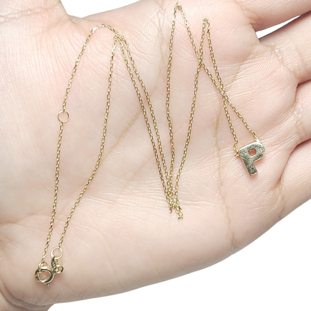 14K Yellow Gold Initial P Pendant Necklace