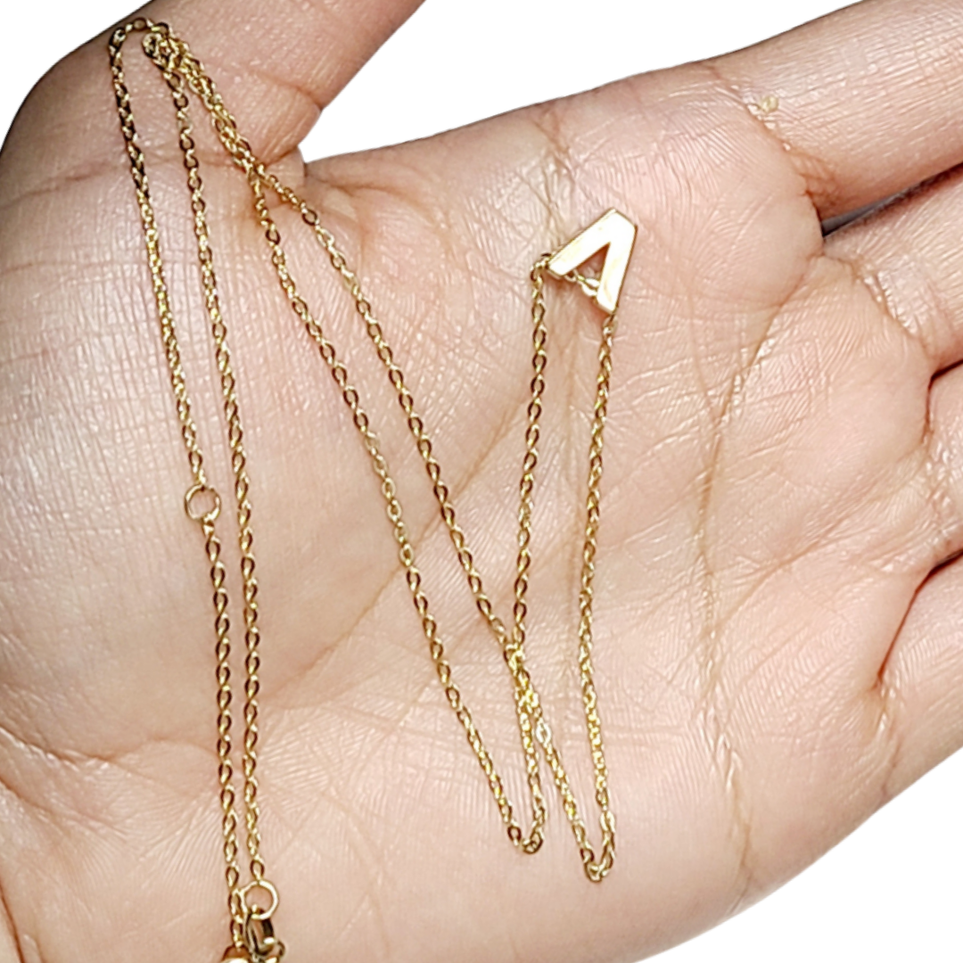 14K Yellow Gold Initial V Pendant Necklace