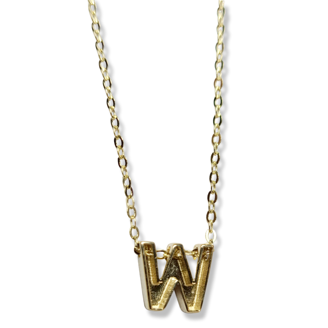14K Yellow Gold Initial W Pendant Necklace
