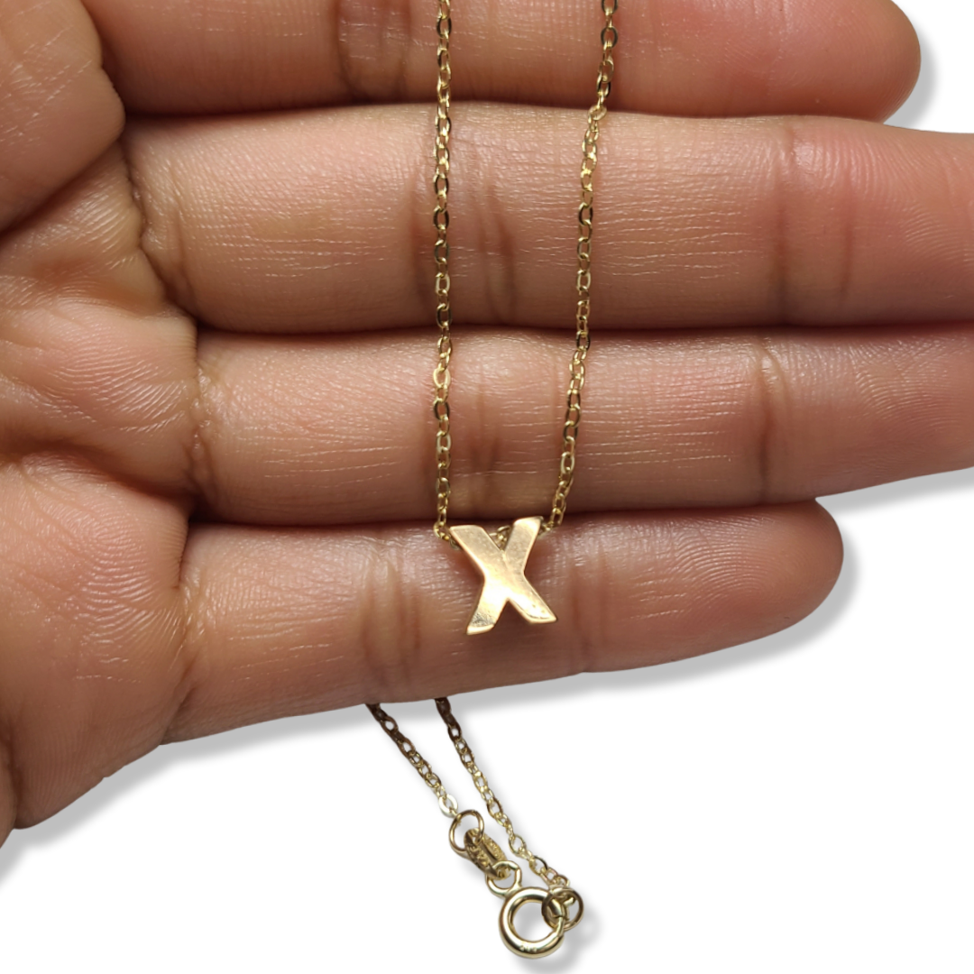 14K Yellow Gold Initial X Pendant Necklace