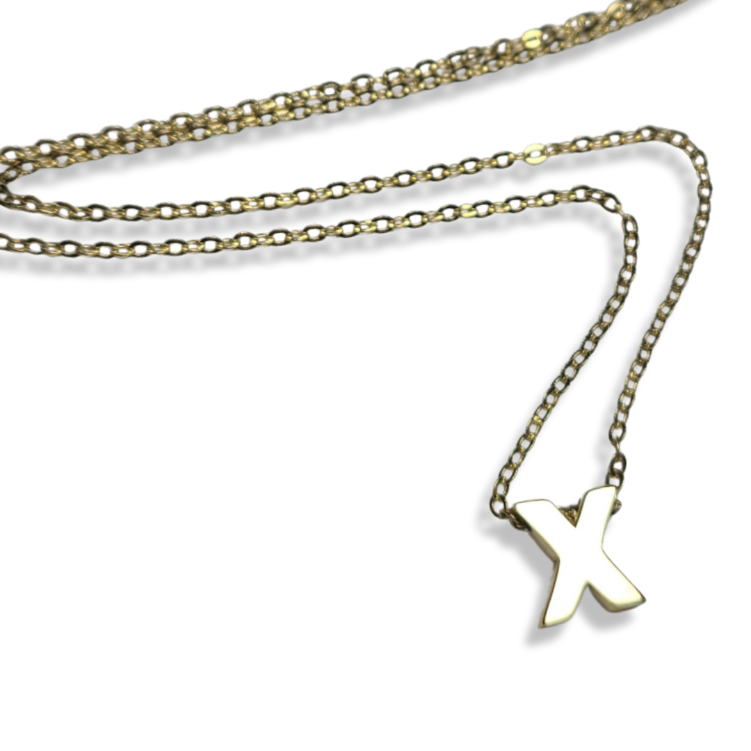 14K Yellow Gold Initial X Pendant Necklace