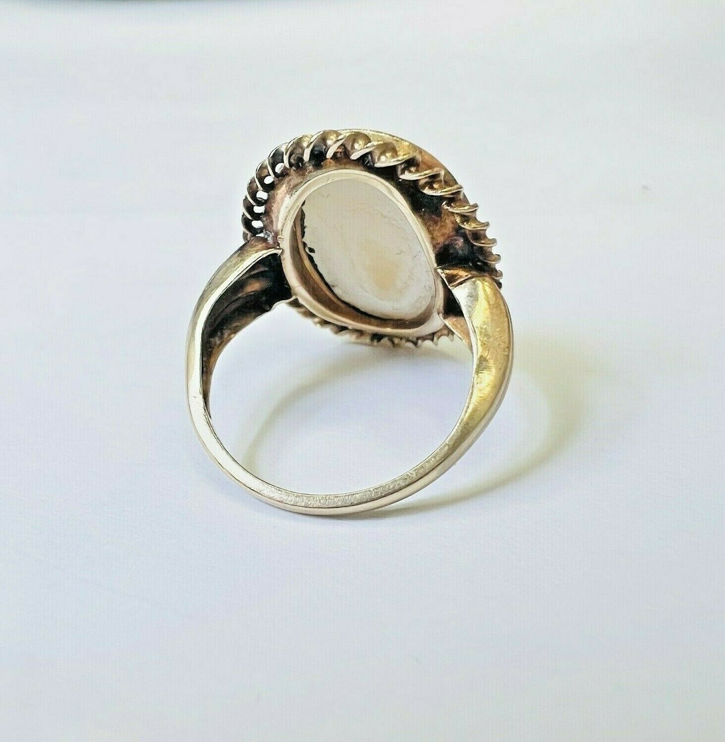 Victorian 10K Yellow Gold Cameo Ring Band Size 3.5