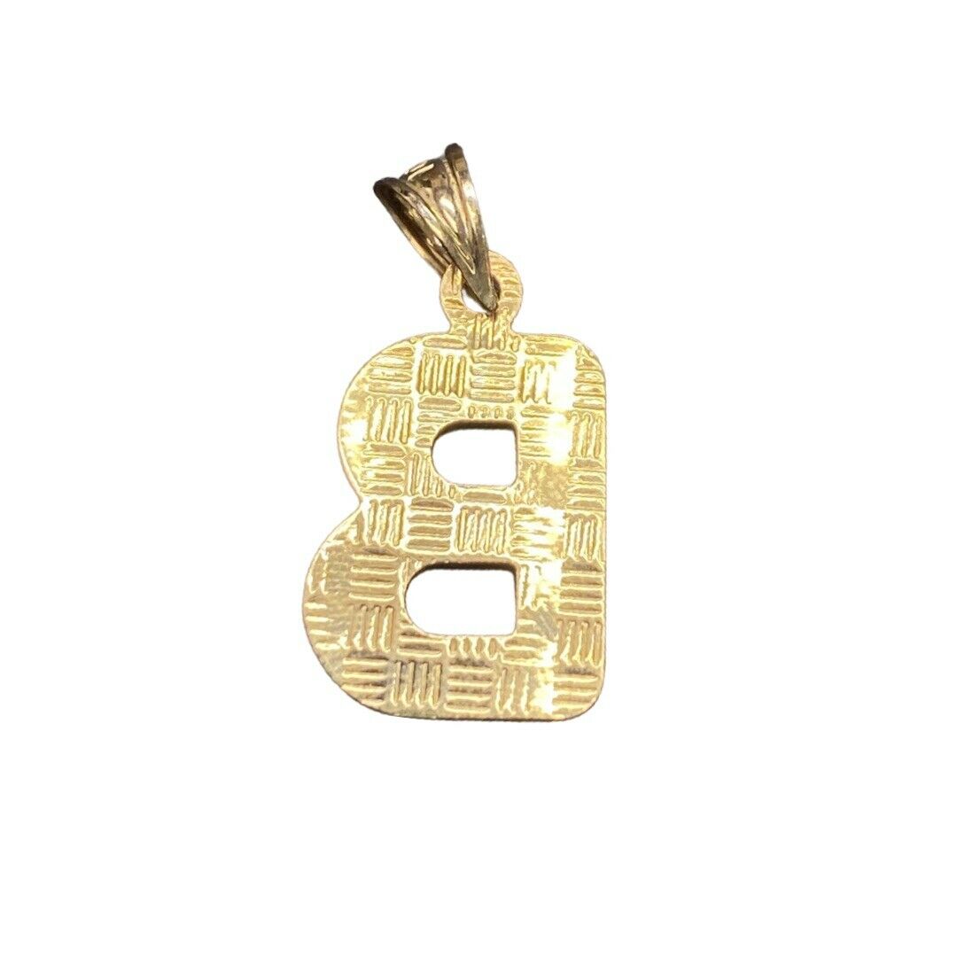 Initial B Puffy Balloon Letter 10K Yellow Gold Pendant