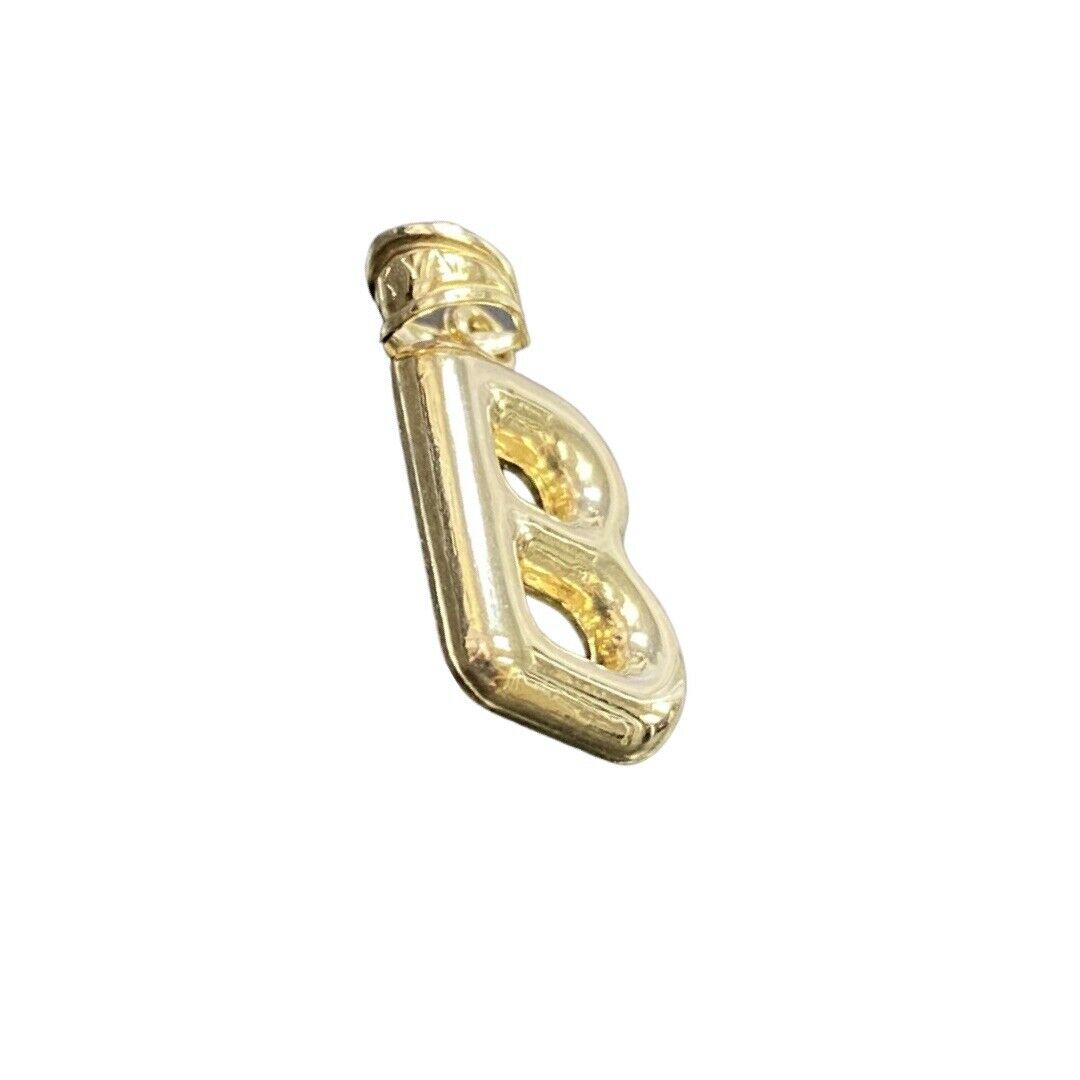 Initial B Puffy Balloon Letter 10K Yellow Gold Pendant