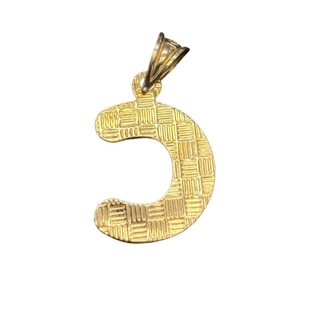 Initial C Puffy  Balloon Letter 10K Yellow Gold Pendant