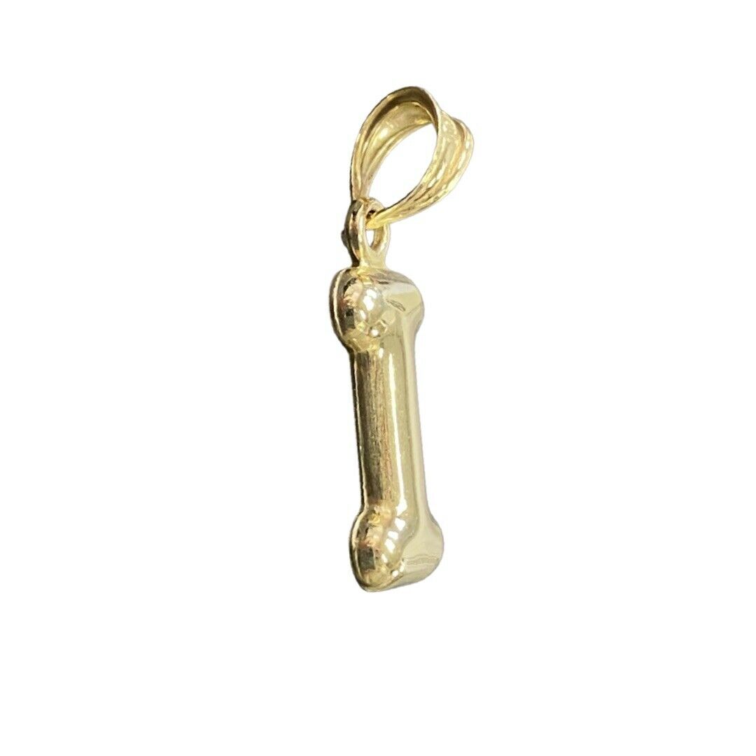 Initial I Puffy  Balloon Letter 10K Yellow Gold Pendant