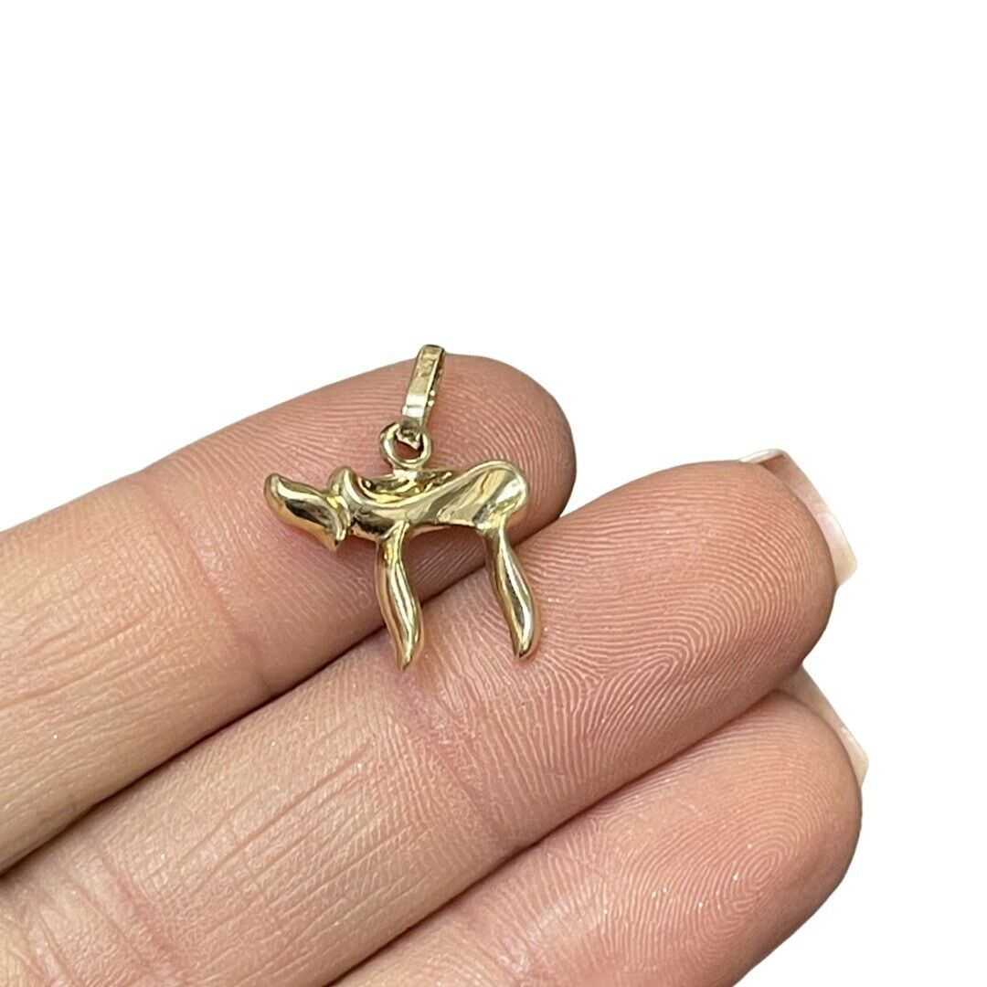 Solid 10K Yellow Gold Chai Charm Pendant for Necklace
