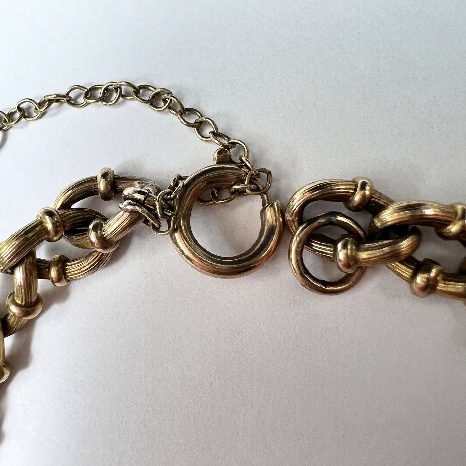 Solid 18K Yellow Gold Antique Victorian Curb Link Chain Bracelet 8"