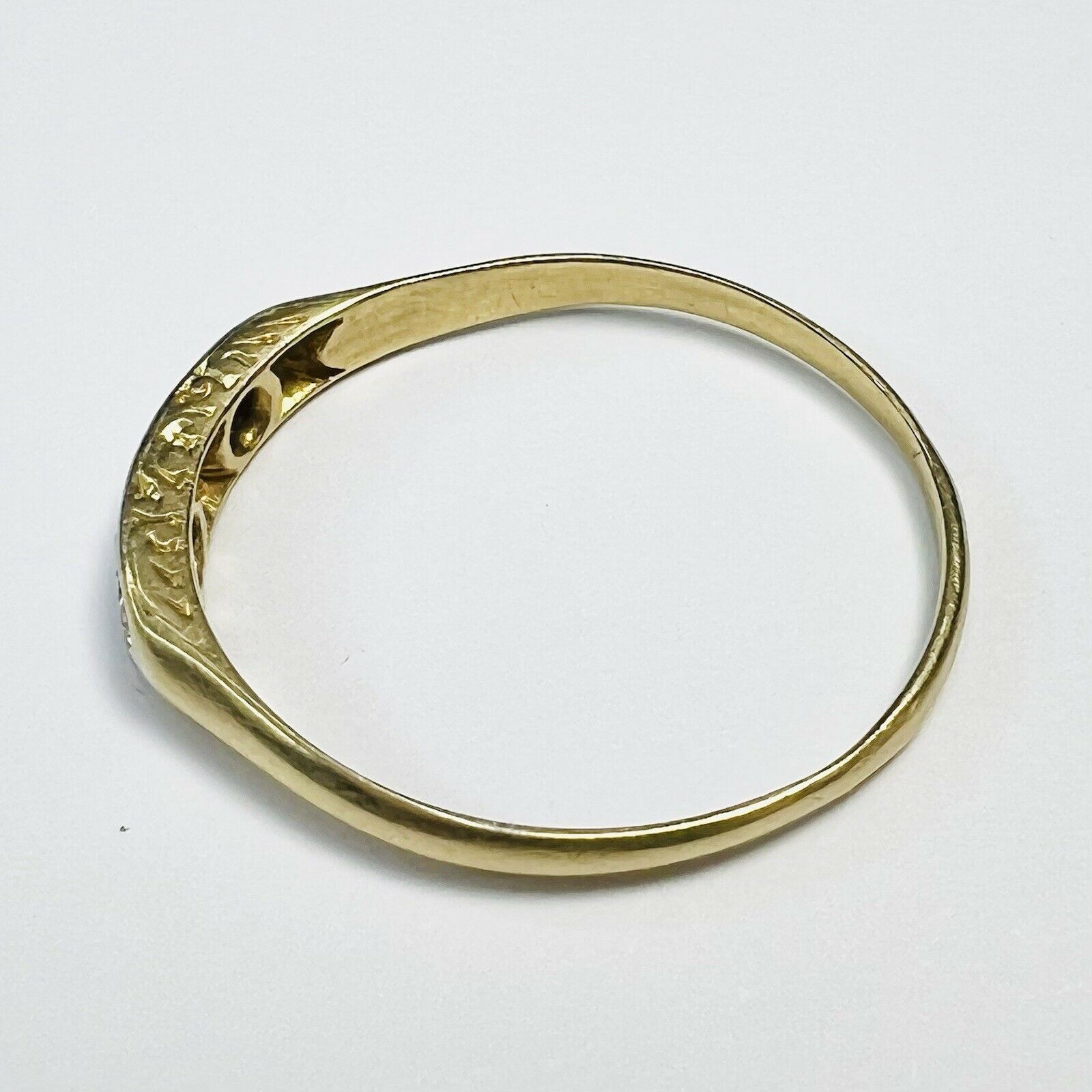 14K Yellow Gold .18ctw Diamond Dainty Ring Band Size 10.25