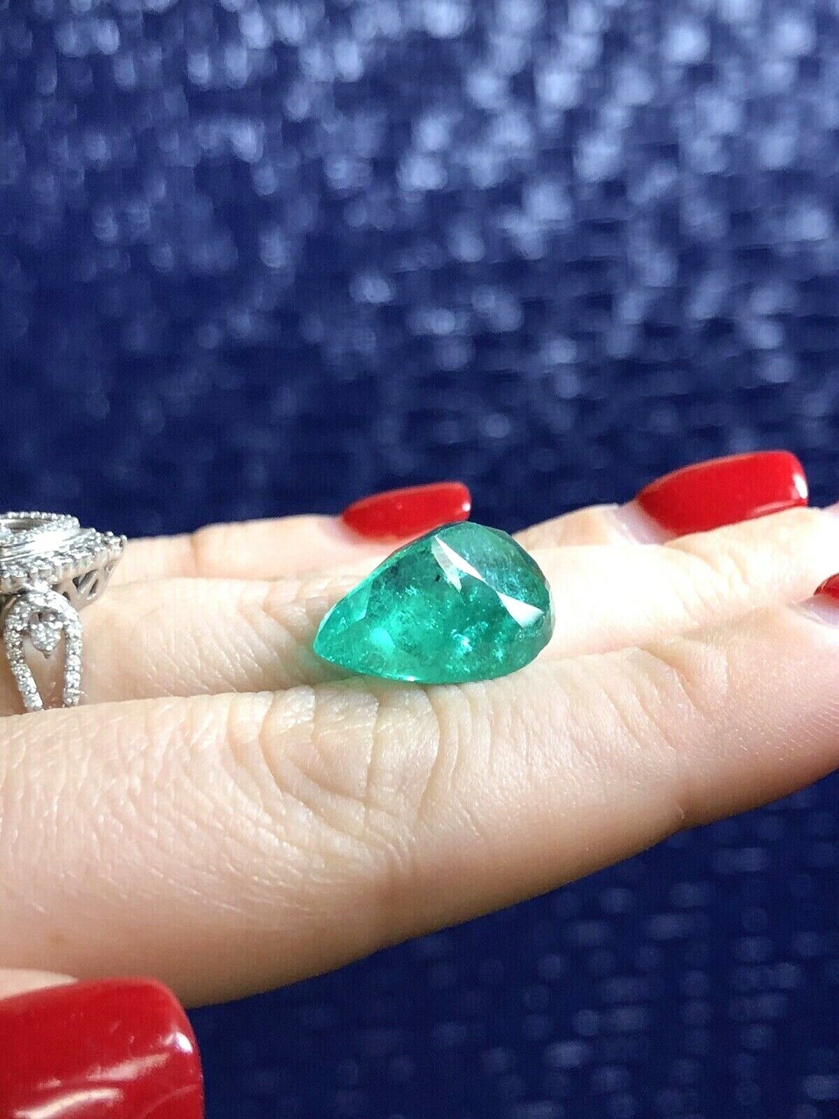 10.59CT Pear Colombian Emerald GIA Certified