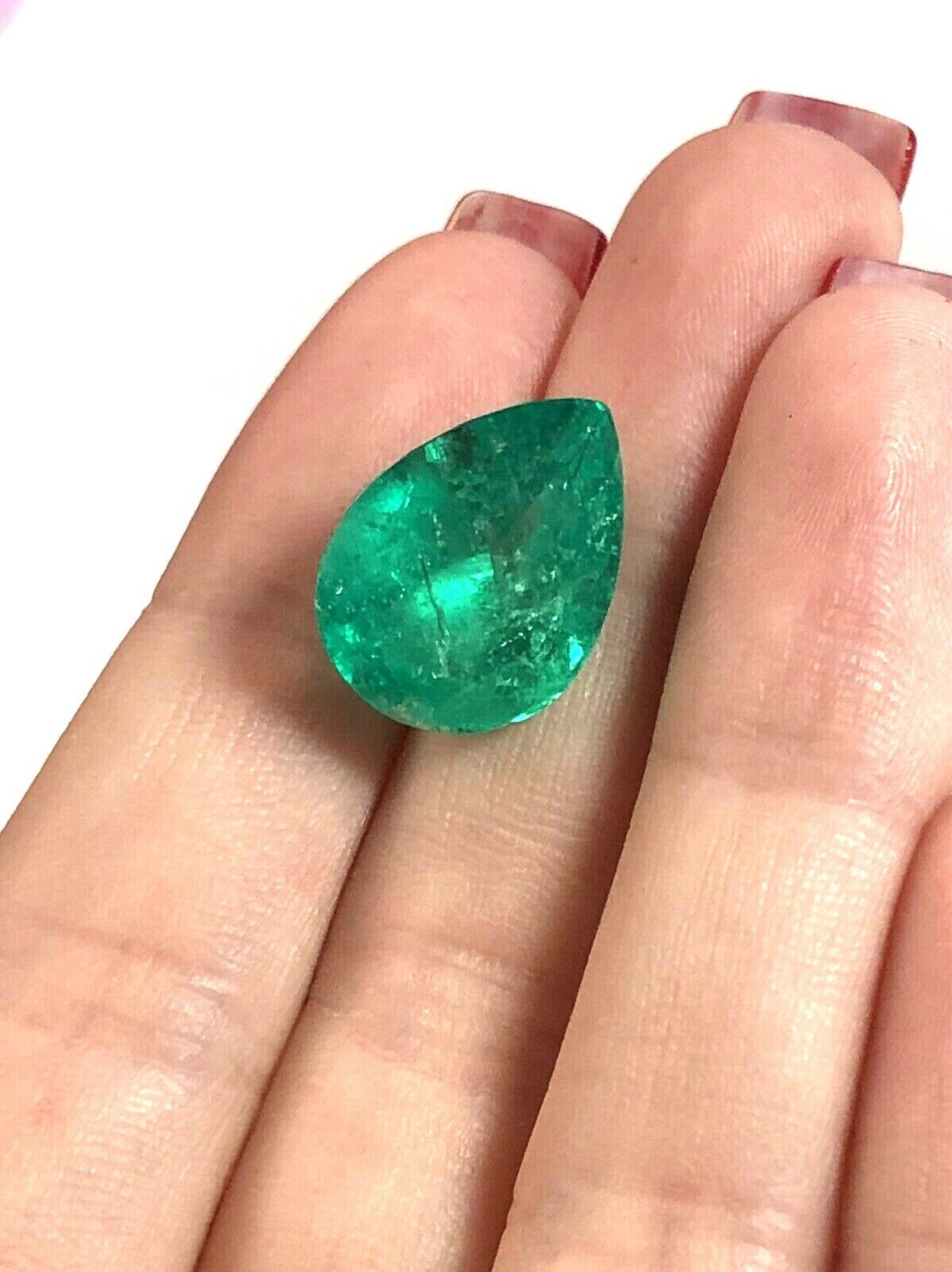 10.59CT Pear Colombian Emerald GIA Certified