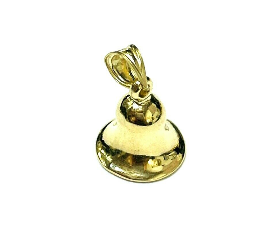 14K Yellow Gold Real Jingling Bell Charm Pendant