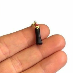 Solid 14K Yellow Gold Azabache Black Jet Figa Fist Eye Protective Pendant Charm