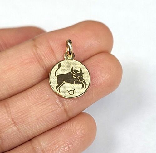 14K Yellow Gold Taurus Horoscope Pendant Charm .67"