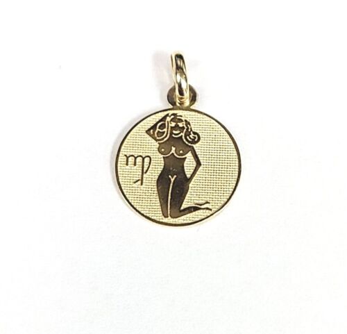 14K Yellow Gold Virgo Horoscope Pendant Charm .67"