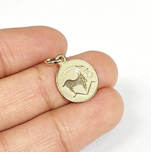 14K Yellow Gold Capricorn Horoscope Pendant Charm .67"