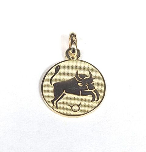 14K Yellow Gold Taurus Horoscope Pendant Charm .67"